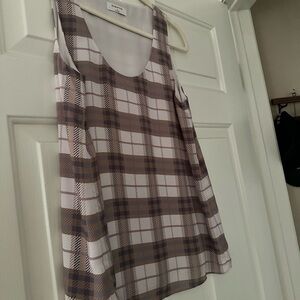 Babaton Brown and Cream Plaid Sleeveless Tank